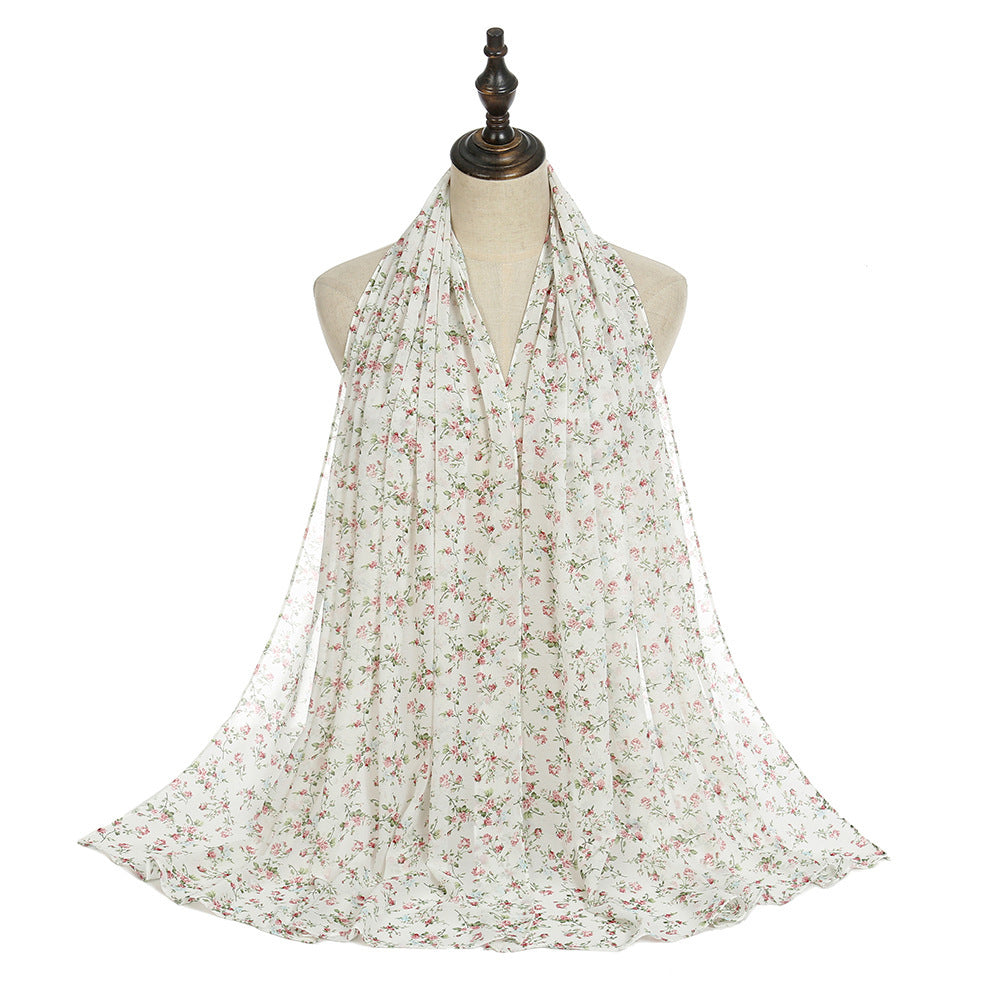 Breathable New Chiffon Floral Print Headscarf