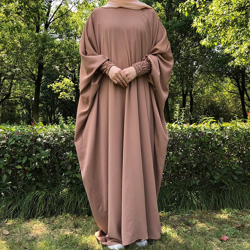 Dropshipping Butterfly Modest Abaya High Quality Ramadan EID Elastic Wrist Maxi Dress Nida Muslim Prayer Islamic Clothing