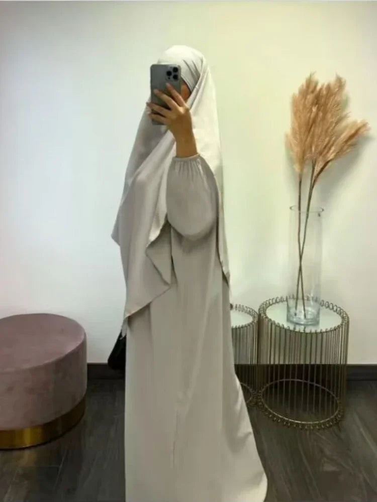 Eidมุสลิมผู้หญิงยาวKhimar 2 ชิ้นชุดAbayaชุดสวดมนต์เสื้อผ้าHijabเต็มรูปแบบอิสลามRamadan Kaftan Djellaba 2023